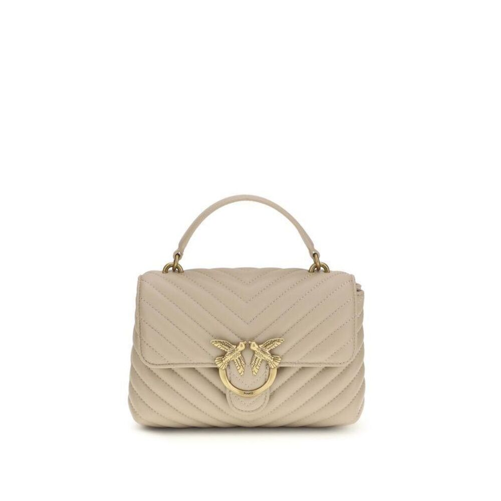 PINKO Calf Leather Bos Taurus Wallet Women Beige Handbags